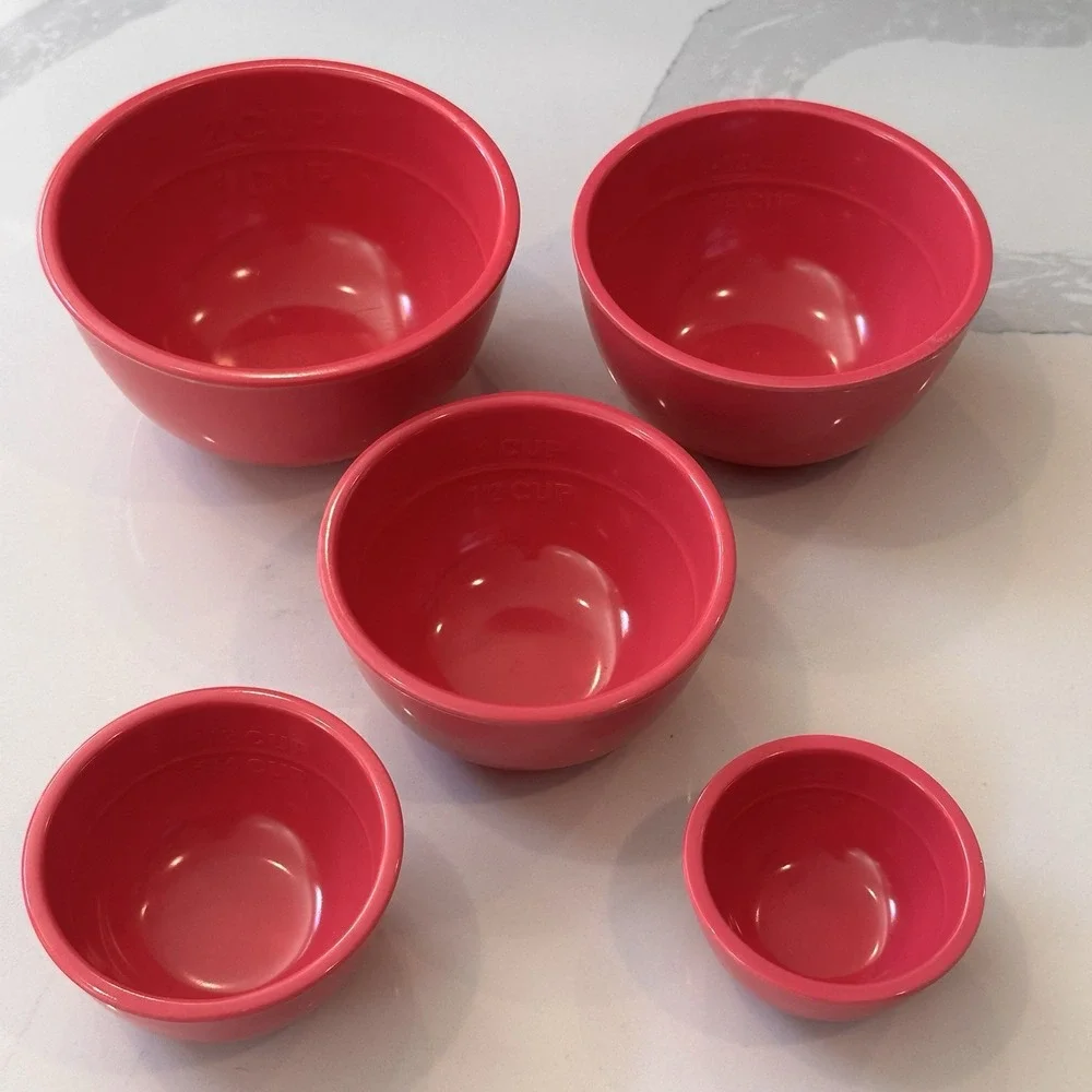 Sur La Table Fuchsia Pink Melamine Nesting Prep Bowls & Measuring Cups Set Of 5